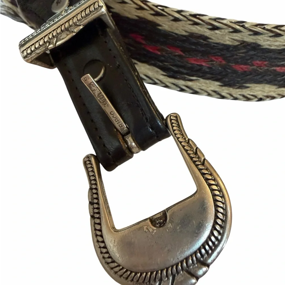 Western Distressed Leather Hitched Horsehair Stylish Black/Brown Men's Belt 36
